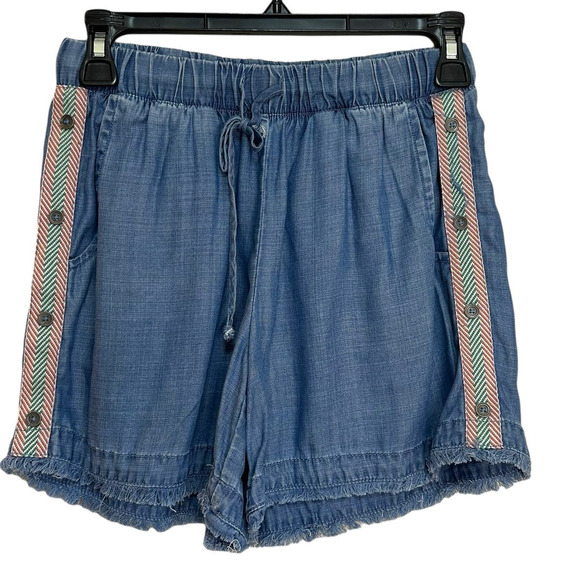 Current Air Blue Chambray Raw Hem w/Pockets Drawstring Waist Shorts sz XS - Picture 9 of 9